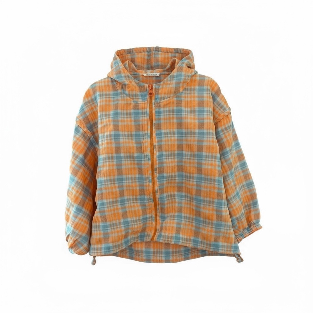 Kids Orange and Blue Plaid Fall Jacket
